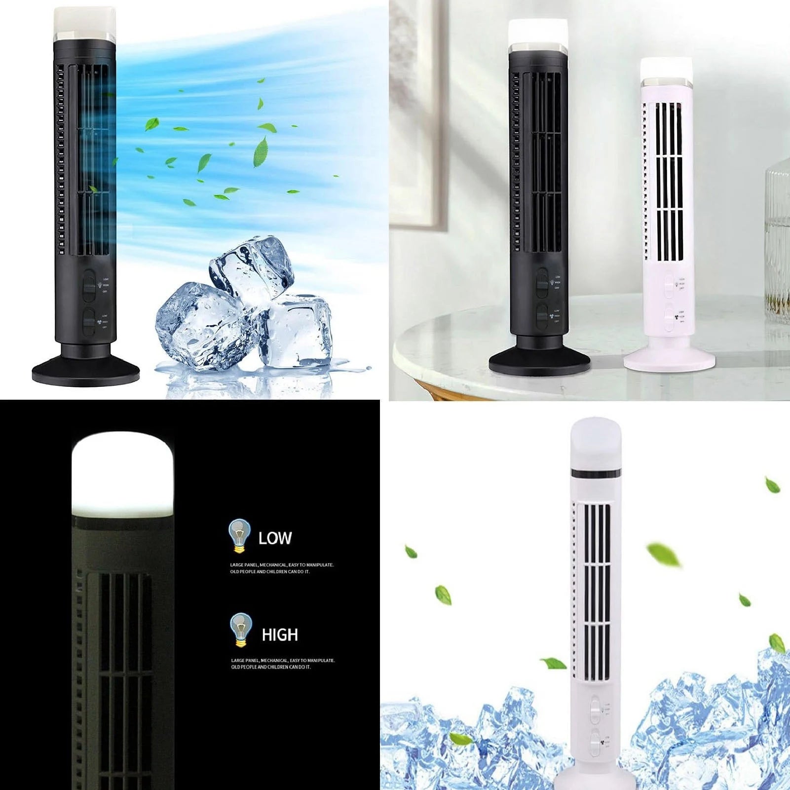Bladeless Tower Fan Portable USB Desk Fan with Light for Home Bedroom  Desk Fan