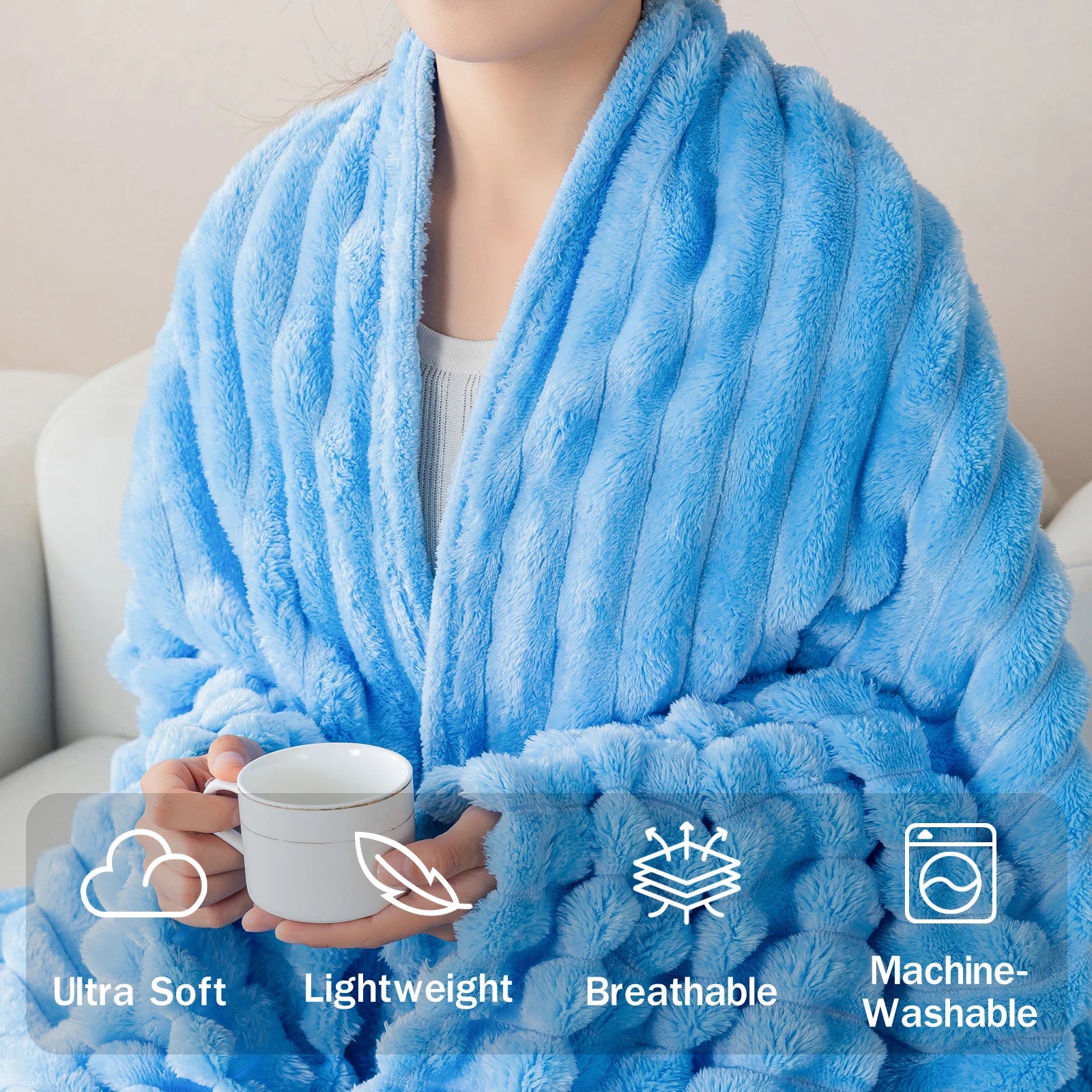 1pc flannel blanket, comfortable and warm sofa blanket, ultra soft striped nap blanket suitable for bedroom and dormitory blanke