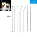 1-10Pcs Reusable Smoothie Glass Straw, Clear Drinking Straws for Smoothie Milkshakes Environmentally Friendly Drinkware Straw