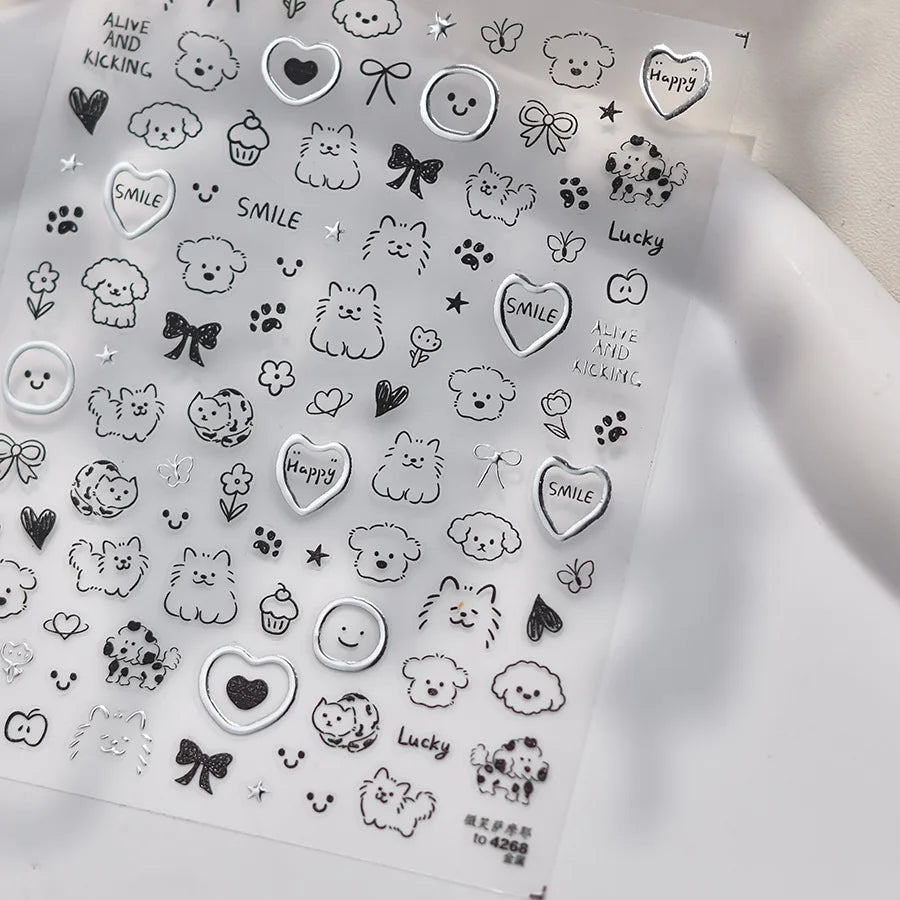 5D Glossy Gel Effect Nail Art Decoration Manicure Decals Korean Jelly Smile Nail Art Stickers Cute Winking Eyes Cool Sunglasses