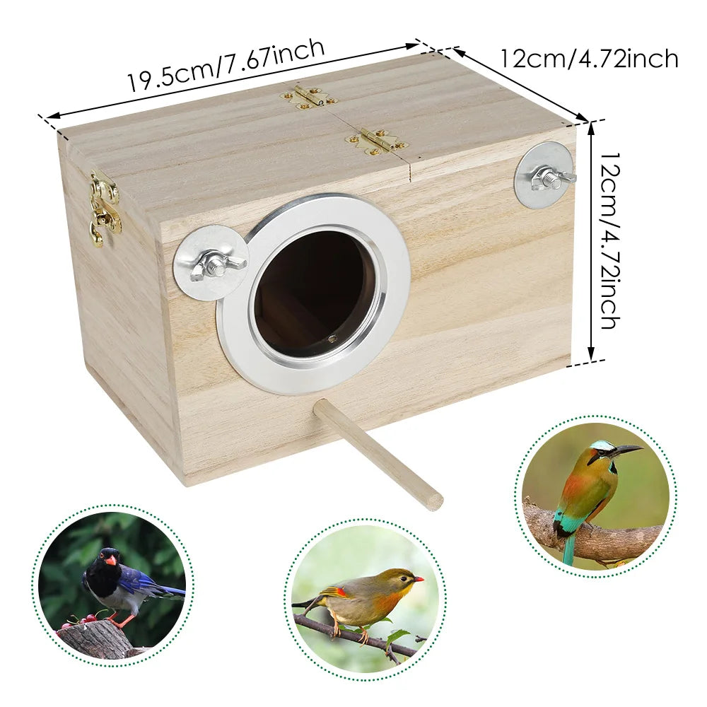 Wood Bird House Circular Opening Owl House Large Size Nest Birds Breeding Box Hanging Pet Accessories Home Balcony Decoration
