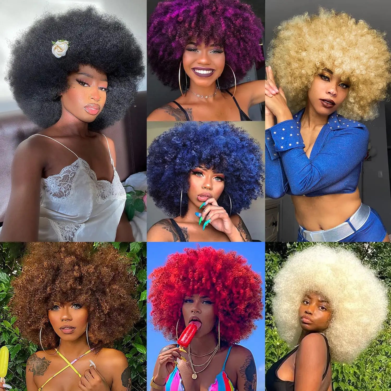 Afro Wigs for Black Women Synthetic Short Curly Afro Kinky Wig 70s Bouncy Huge Fluffy Puff Wigs Premium for Cosplay and Daily