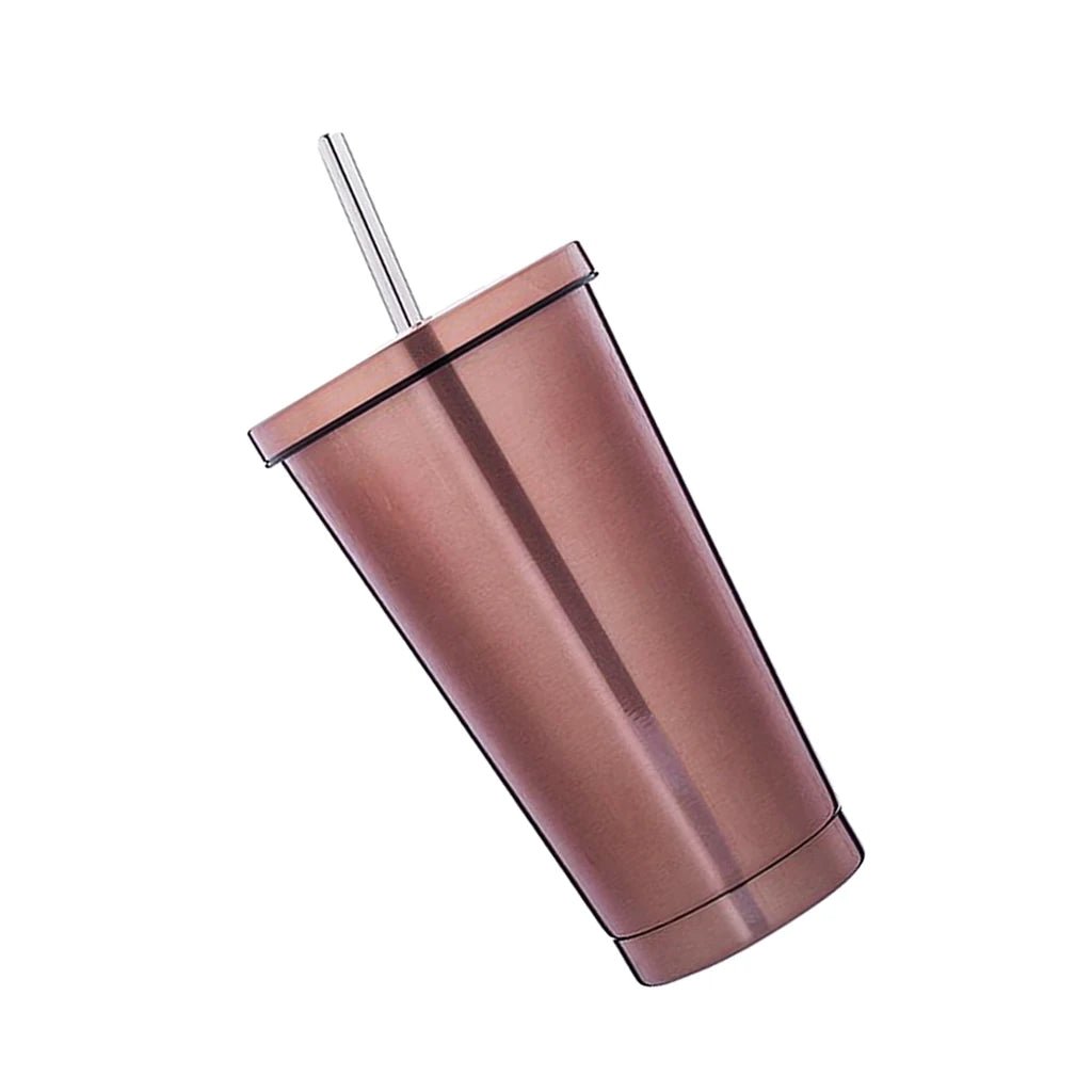 500ml Insulated Stainless Cup With Lid And Straw - Smoothie Tumbler Juice
