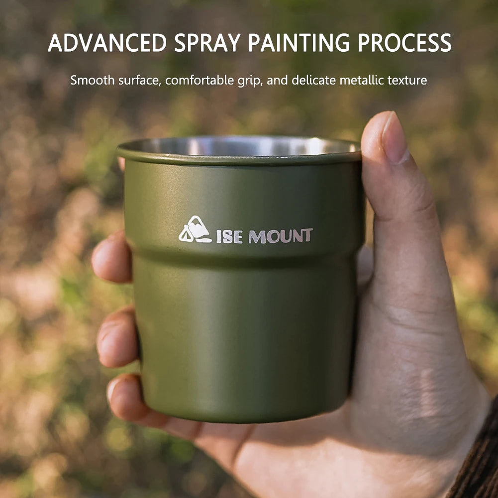 300ml Portable Camping Cup 304 Stainless Steel Coffee Cup Lightweight Stackable Milk Tea Mug for Outdoor Fishing Hiking Travel