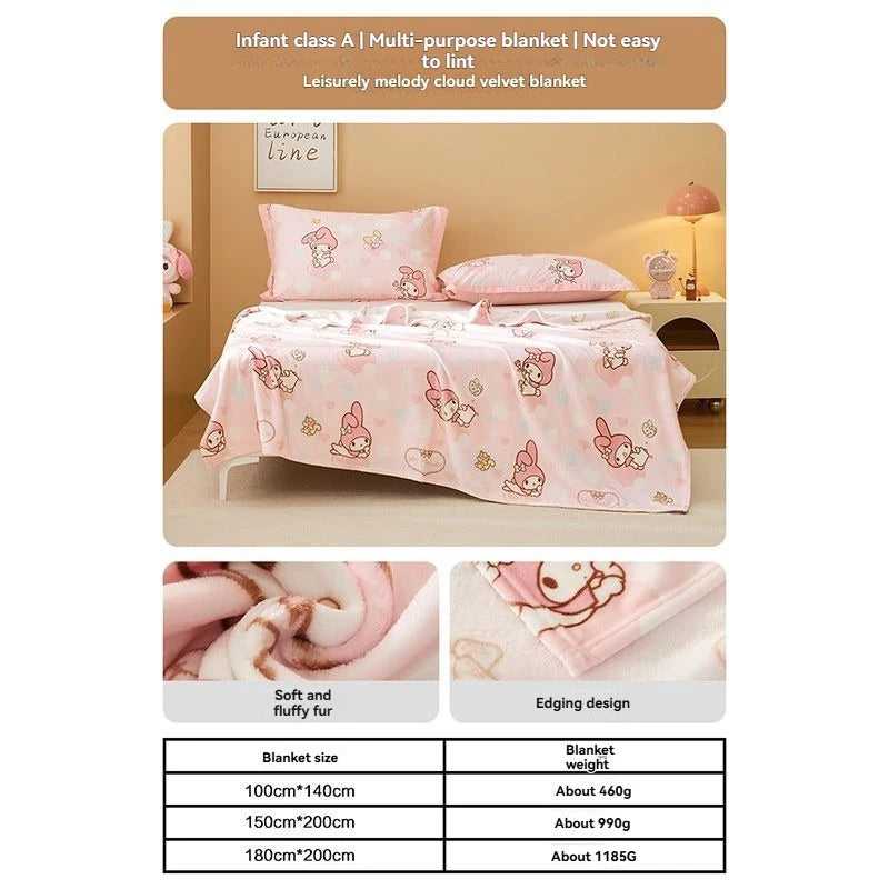 San-rio Hello-Kitty Various Sizes Anti-static Thick Fleece Blanket, Milk Fleece Blanket, Casual Blanket, 150*200cm