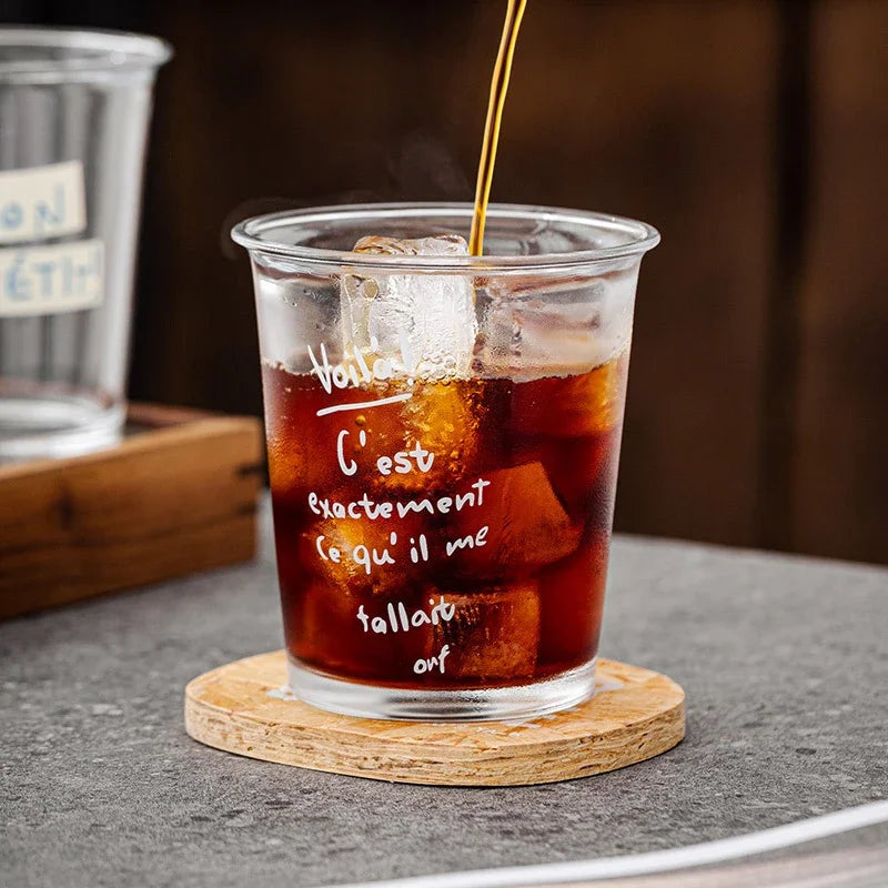 Korean Ins Glass Cup Wide Mouth Milk Coffee Mug Transparent Latte Espresso Cold Brew Tea Cup Breakfast Oat Jar for Household