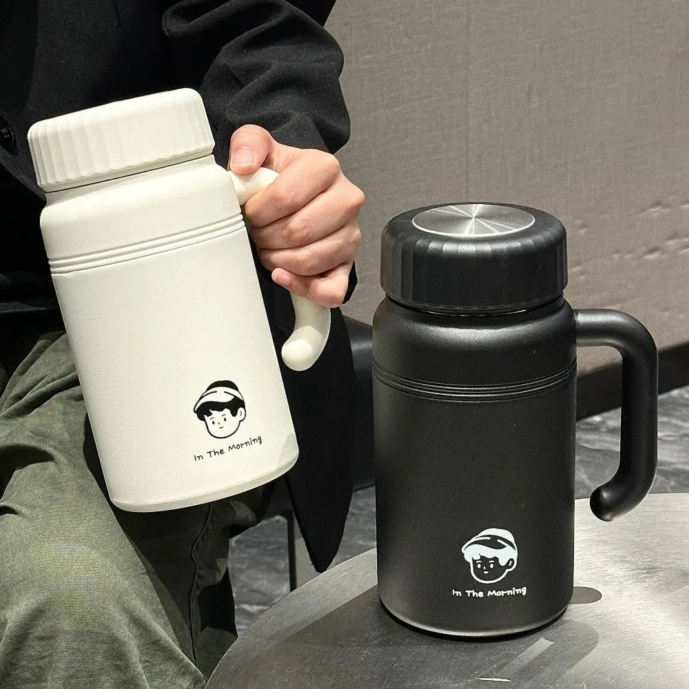 Large Capacity Stainless Steel Water Bottle 1000 ml with Handle Insulated Cup with Tea Strainer Stylish Vacuum Flasks Travel