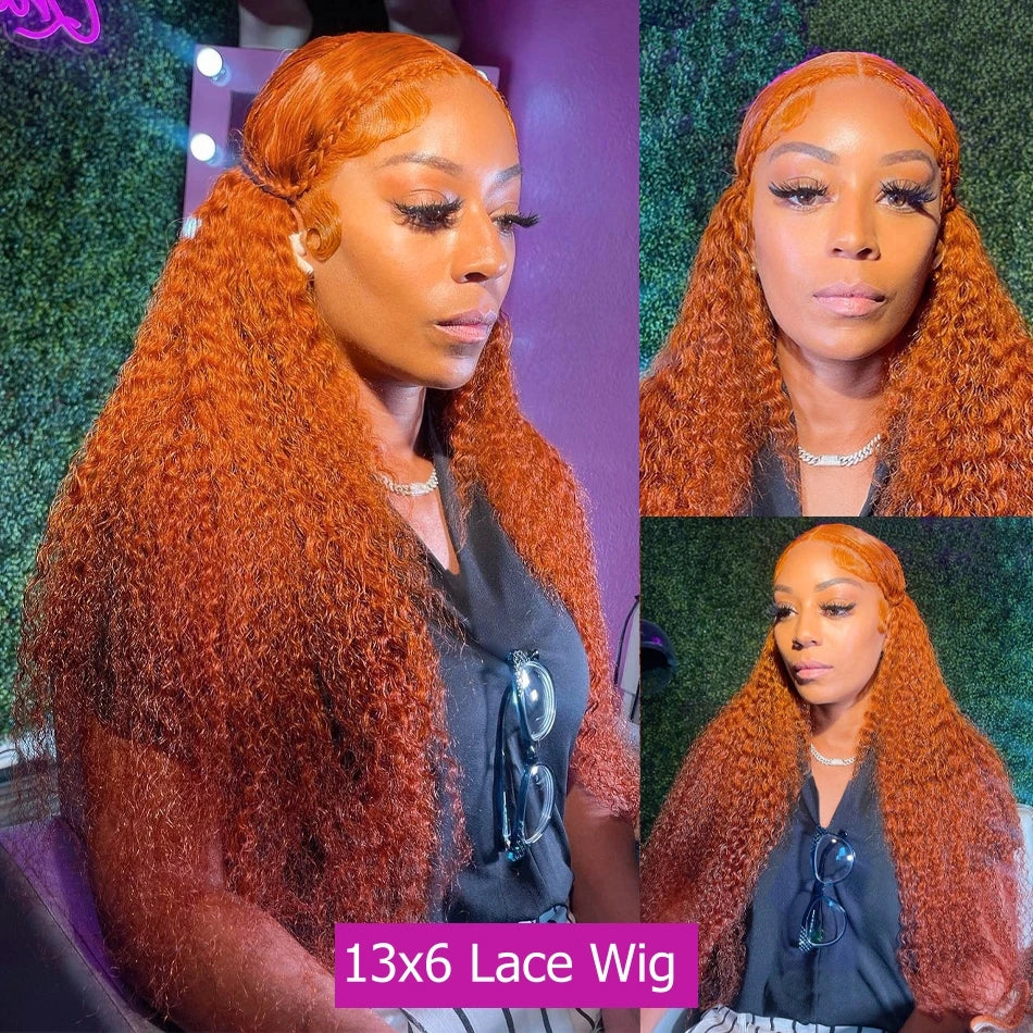 Water Wave Orange Ginger Lace Front Wigs Human Hair 13x4 13x6 Hd Lace Deep Frontal Wigs #350 Colored Wigs Brazilian Curly Wigs
