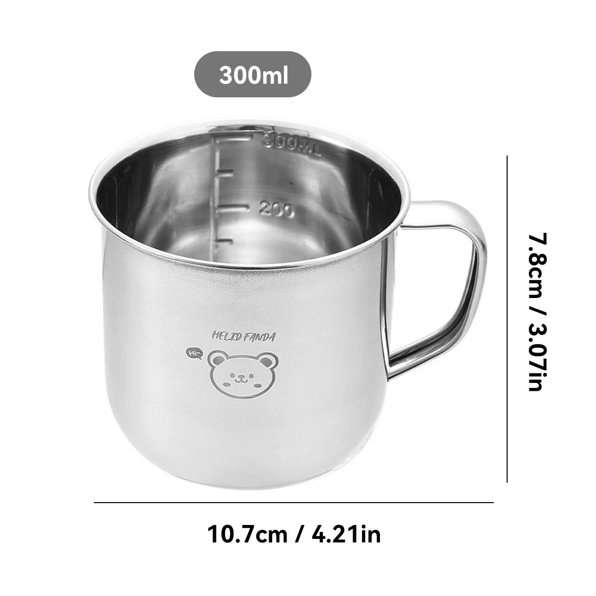 WORTHBUY 304 Stainless Steel Children Water Cup With Handle 300ML Durable Anti Scald Tea Milk Coffee Mug Mini Kids Drinking Cup