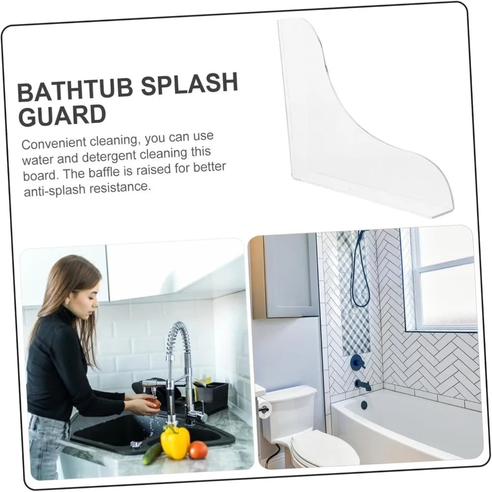 Acrylic Bathtub Splash Guard Easy Install Transparent Water Baffle Plate Self-Adhesive Waterproof Washbasin Sink Baffle Tub