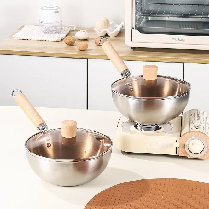 Uncoated Small Wok Frying Pan 316 Stainless Steel Home Kitchen Induction Cooker Gas Stove Special Skillet Soup Pot Non-Stick pan