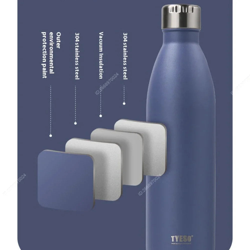 750/1000ML Tyeso Stainless Steel Cola Bottle Sports Kettle Keep Cold Thermal Cups Vacuum Tumbler Mug Bike Bottle Vacuum Cup