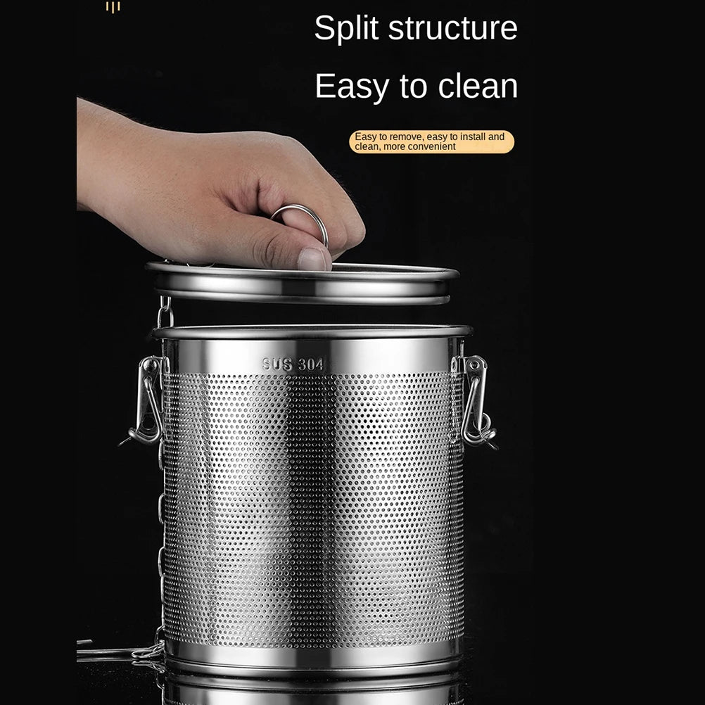 Strainer Stainless Steel With Lid Chain Hook Fine Mesh Strainer Cookware Food Mesh Pot Cooking Brine Basket Accessories