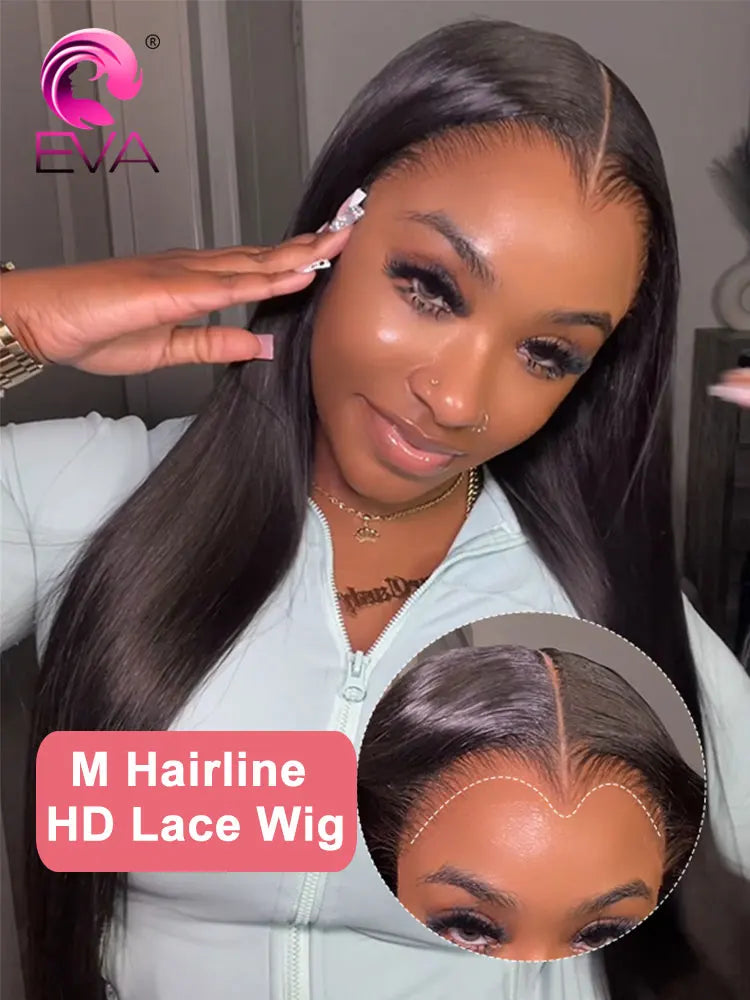 Widow's Peak M Hairline 13x6 HD Lace Front Wig 100% Human Hair Wig Silky Straight 13x4 HD Lace Frontal Wig Bleached Knots HD Wig