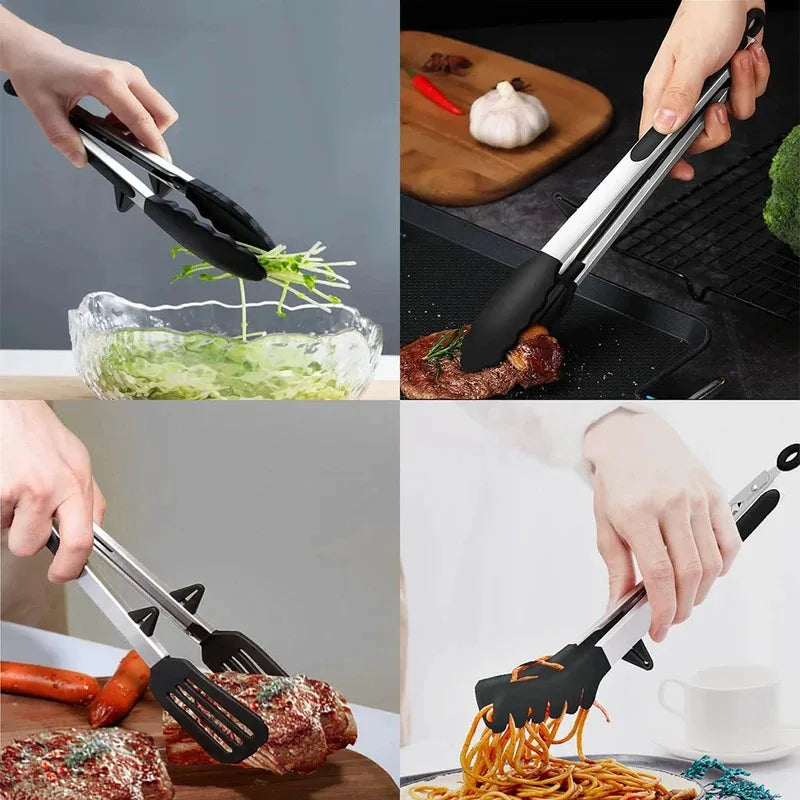 Kitchen Tongs Silicone Food Tongs Non Stick Cooking Serving Tongs For BBQ Salad Steak Pasta Spaghetti Noodles