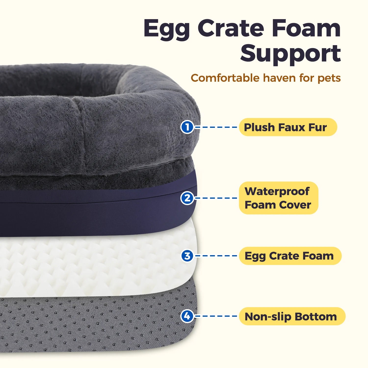 Foldable Dog Bed for Adult, Kids, Plush Pet Couch Bed for Large Dogs, Washable Pet Sofa Bed with Non-Slip Bottom Dog Accessories
