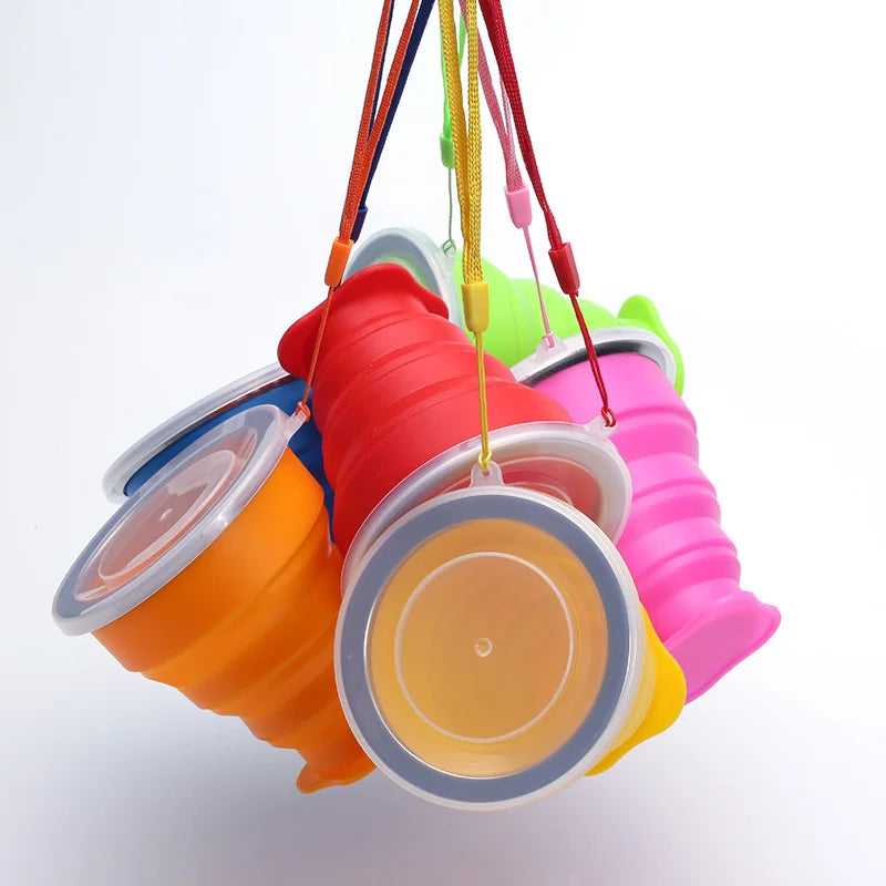 200ml Folding Cup Silicone Scalable Color Portable Outdoor Coffee Hand Cup without Bisphenol A Food Grade Water Cup Travel