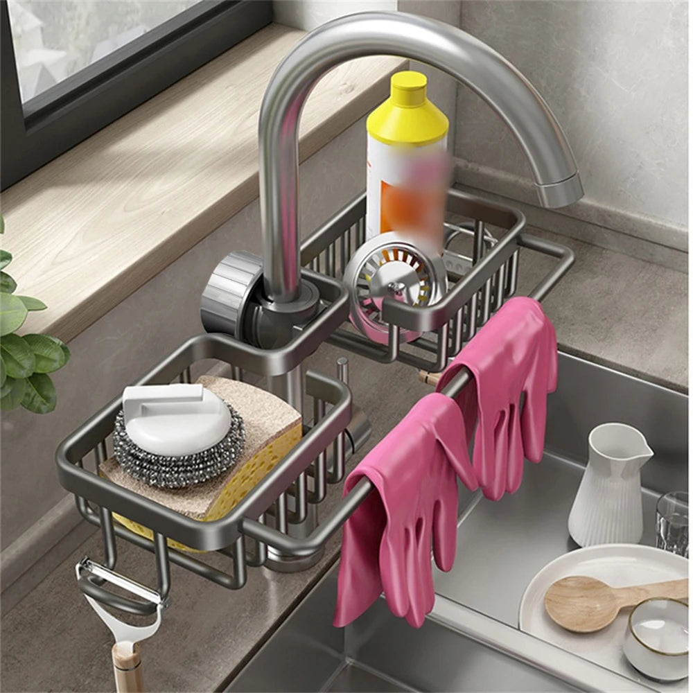 Kitchen Supplies Non Porous Detergent Storage Sponge, Two-Way Drainage Kitchen Cleaning Supplies Cloth Storage Rack