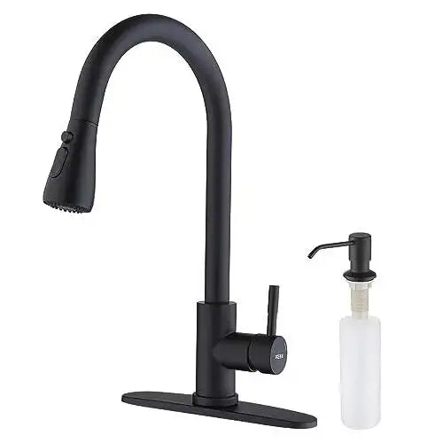 Touchless Down Sprayer, Motion Sensor With Soap Dispenser, Single High Arc Pull Out Faucet For Kitchen Sink RV, Brush Nickel