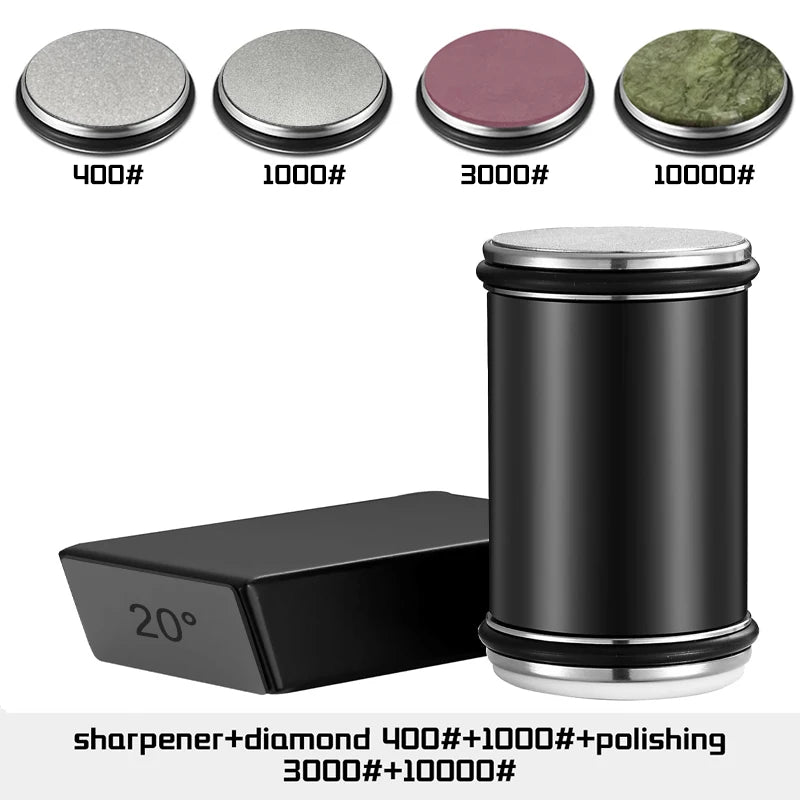 Rolling Knife Sharpener Double Sided Diamond Sharpening Stone 15/20° Degree Magnetic Angle Roller Sharpening for Kitchen Knives