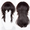 Brown Mullet Head Long Straight Synthetic Wigs with Bangs Fluffy Anime Game Cosplay Wig for Daily Party