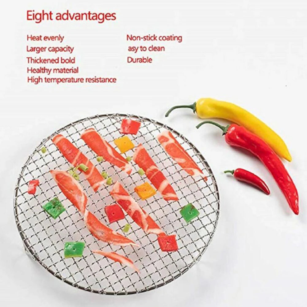 13-35cm Stainless Steel Round Bbq Net With Foot Barbecue Round Cooling Baking Rack Camping Outdoor Mesh Wire Net
