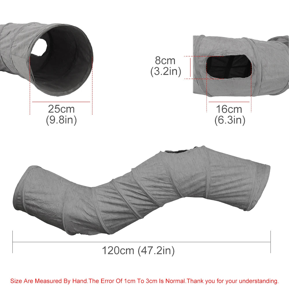 Gray Foldable Cat Tunnel 3 Holes Kitten Drill Bucket Toys Indoor Pet Toy Catwalk Tubing