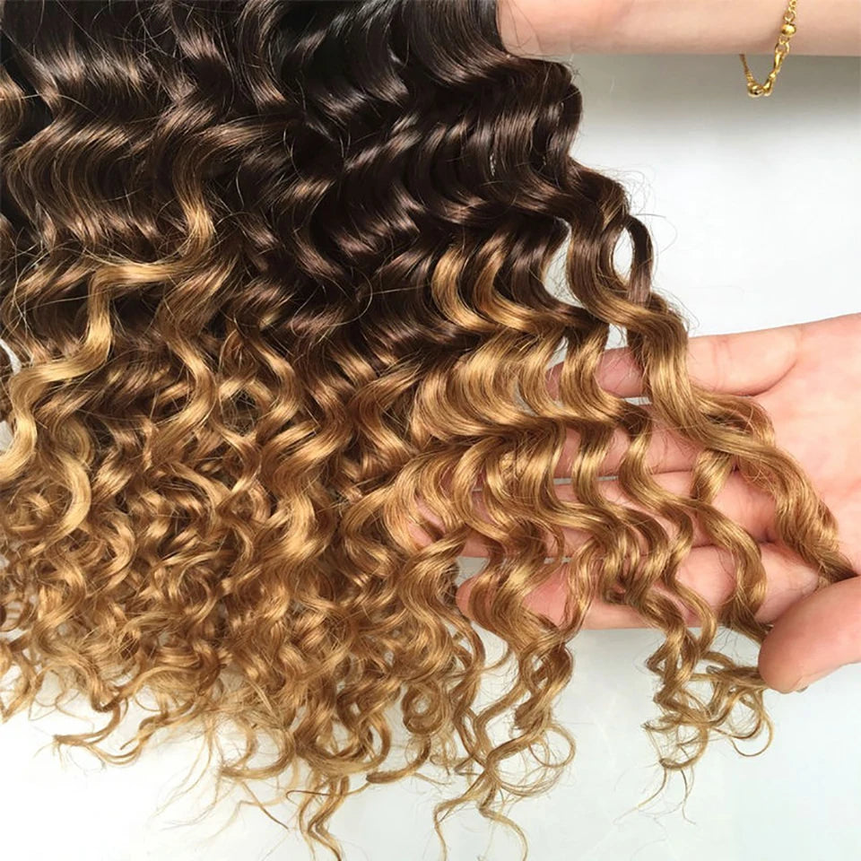 Ombre 1b/27 Color Deep Wave Bundles Human Hair Extensions 100% Brazilian Virgin Hair 1b/27 Color Deep Wave Bundles Human Hair