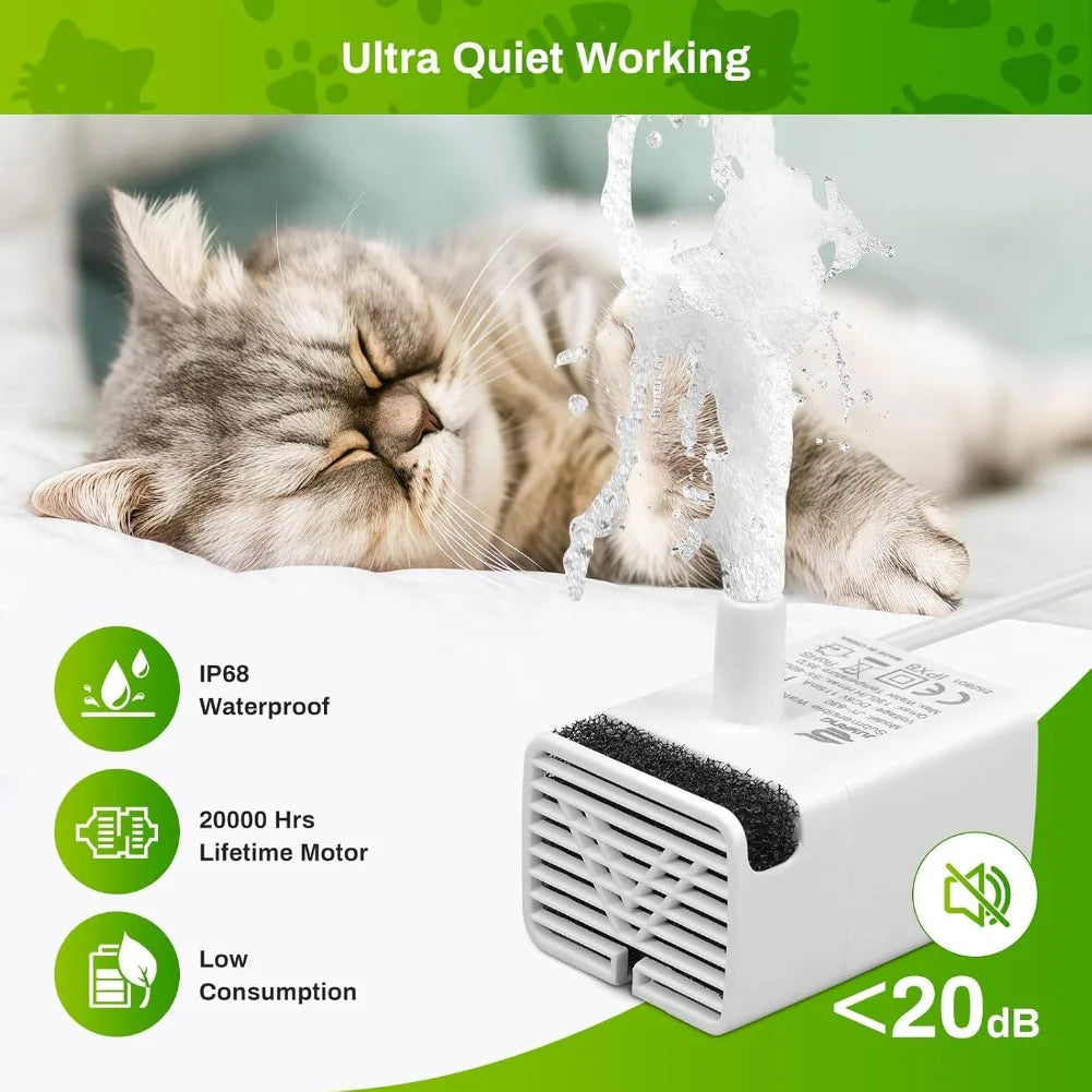 Water Pump for Pet Water Dispenser Stainless Steel Cat Water Fountain JY-830 Ultra Quiet Water Pump Replacement Pump