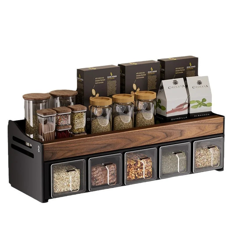 Holes Walnut Kitchen Storage Rack Wall Mounted Seasoning Bottle Storage  Disassemble and Wash