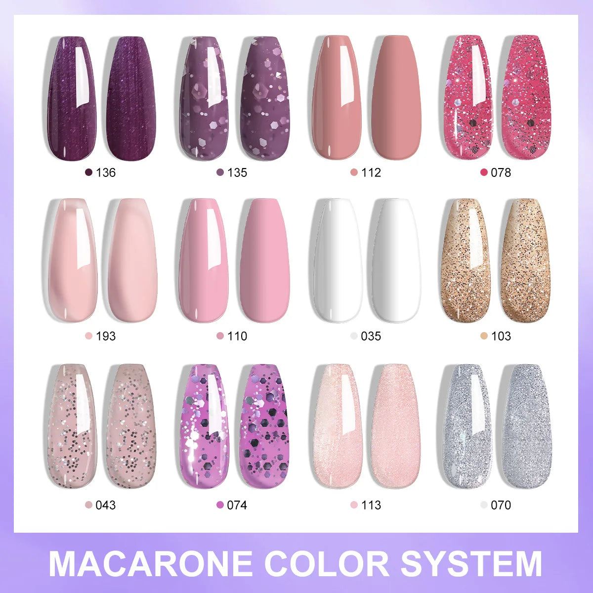 Nail Gel Polish Set 12PCS 8ML Long-lasting High Gloss Semi Permanent Glitter Art Nails Varnish for Manicure   Art Salon Creation