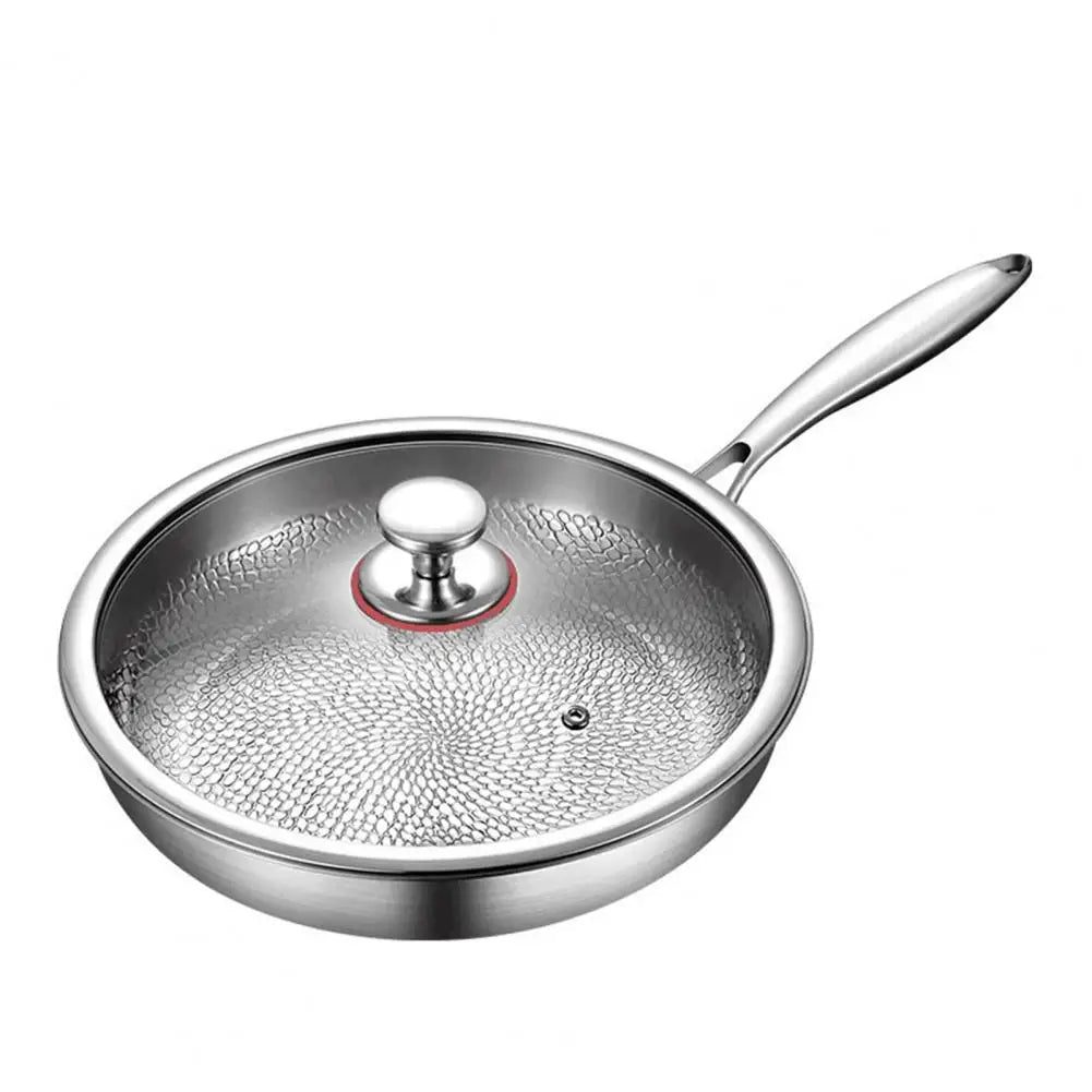 26/28/30cm Titanium Frying Pan With Lid Skillet Hammered Cookware For Gas Electric Induction Stoves Healthy Cooking Essential