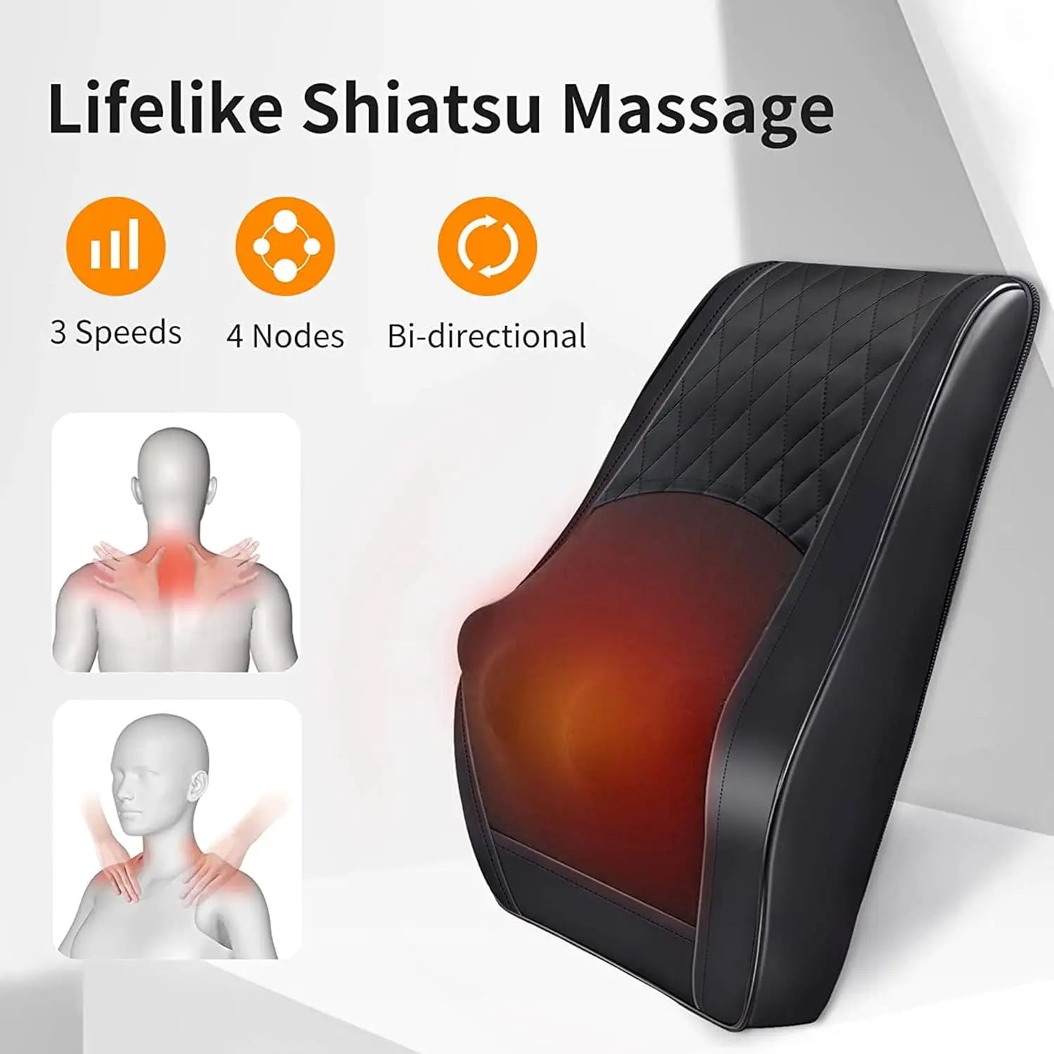 Masgre Back Massager with Heat 3D Kneading Massage Pillow for Back Neck Shoulder Leg Pain Relief Gifts for Women Men Mom