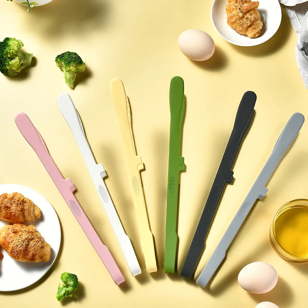 2Pcs Black Silicone Food Toast Tongs for Kitchen Tongs Non-slip Cooking Clip Clamp BBQ Salad Tools Grill Kitchen Accessories