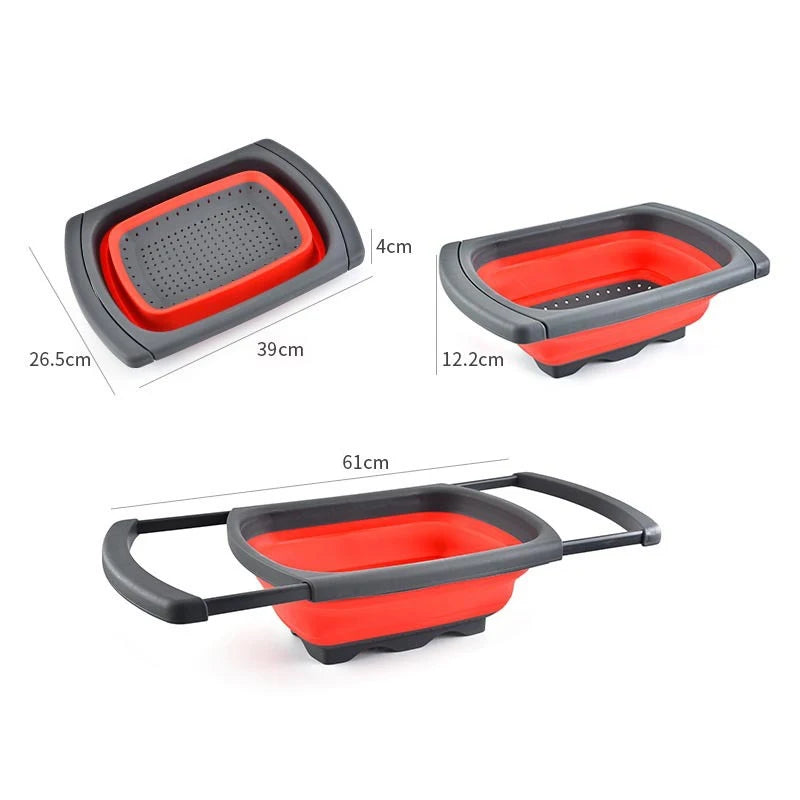 Handles Colander Strainer Over The Sink Vegetable Fruit Colanders Strainers Collapsible Colander With Extendable