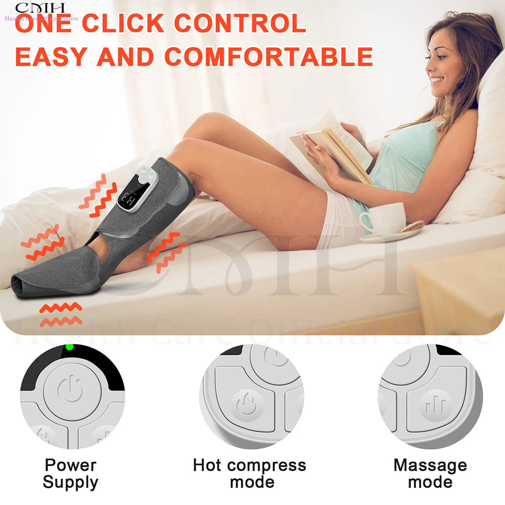 CMH Half Leg Massager with Heat - Air Compression for Foot, Calf & Thigh Muscle Relaxation, Pain Relief, Swelling, Edema & RLS
