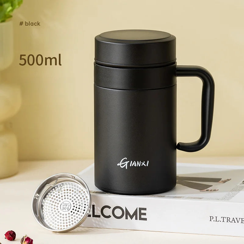 GIANXI Classic Stainless Steel Thermos Cup Tea Water Separation Cup Home Portable With Handle Seal Against Leakage Vacuum Bottle