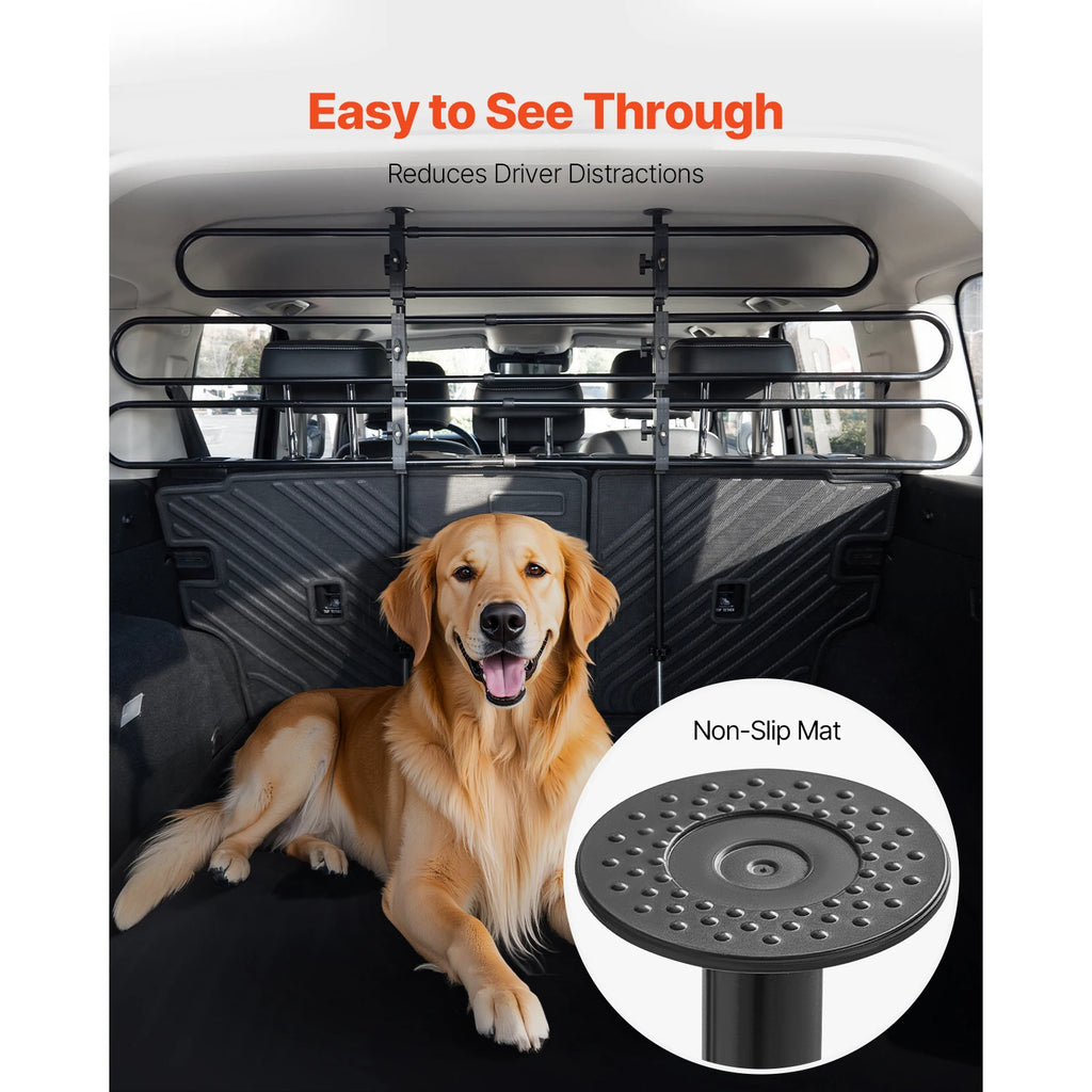 SucceBuy DogCar Barrier Dog Car Gate-Strong Metal Tubing Gate Divider Adjustable Universal-Fit Vehicle Pet Barrier for Car Truck