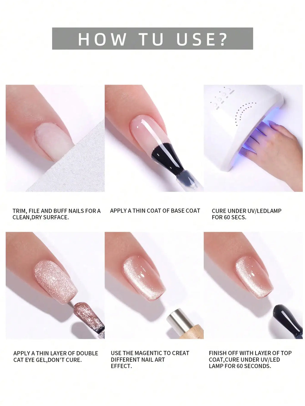 XEIJAYI 1Pc Universal Cat Eye Gel Nail Polish Bright Silver Gel Nail Polish UV/LED Lamp Needed For Women Home Salon Nail Art DIY