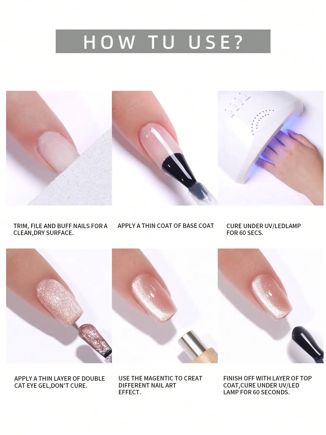 XEIJAYI 1Pc Universal Cat Eye Gel Nail Polish Bright Silver Gel Nail Polish UV/LED Lamp Needed For Women Home Salon Nail Art DIY