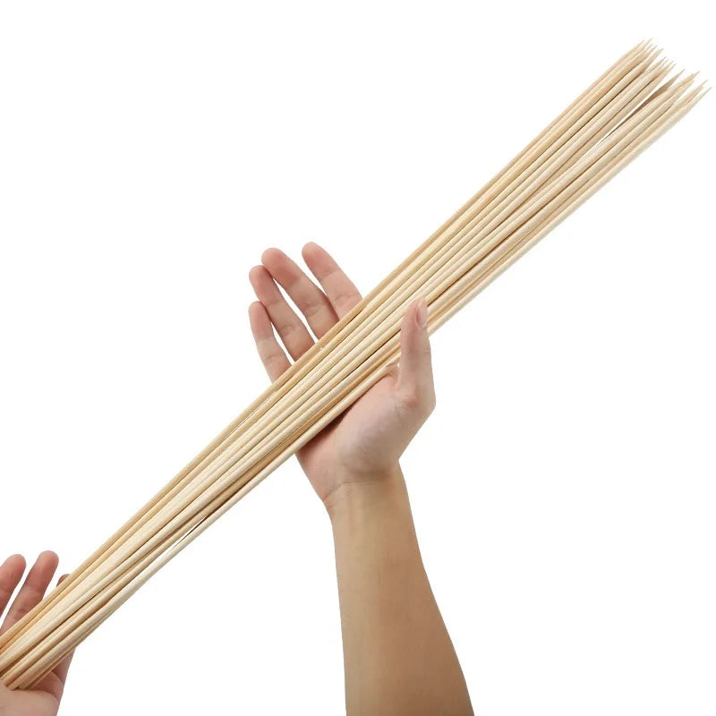 60cm x 6mm 50-100Pcs BBQ Bamboo Skewers Super Long Tornado Potato Wood Skewer Wooden Spiral BBQ Needle Bar Restaurant Supply