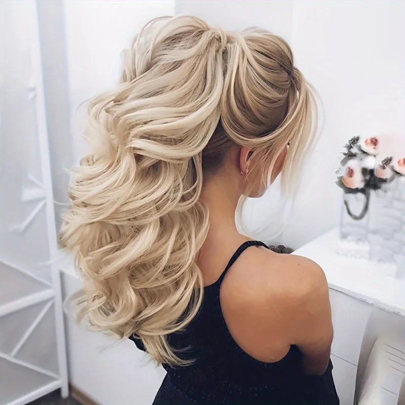 12 inch  Curly Messy Wavy Clip In Pony Tail Hair Extension Claw Clip Fluffy Short Curly Fake Hair Extensions Synthetic Claw Pony