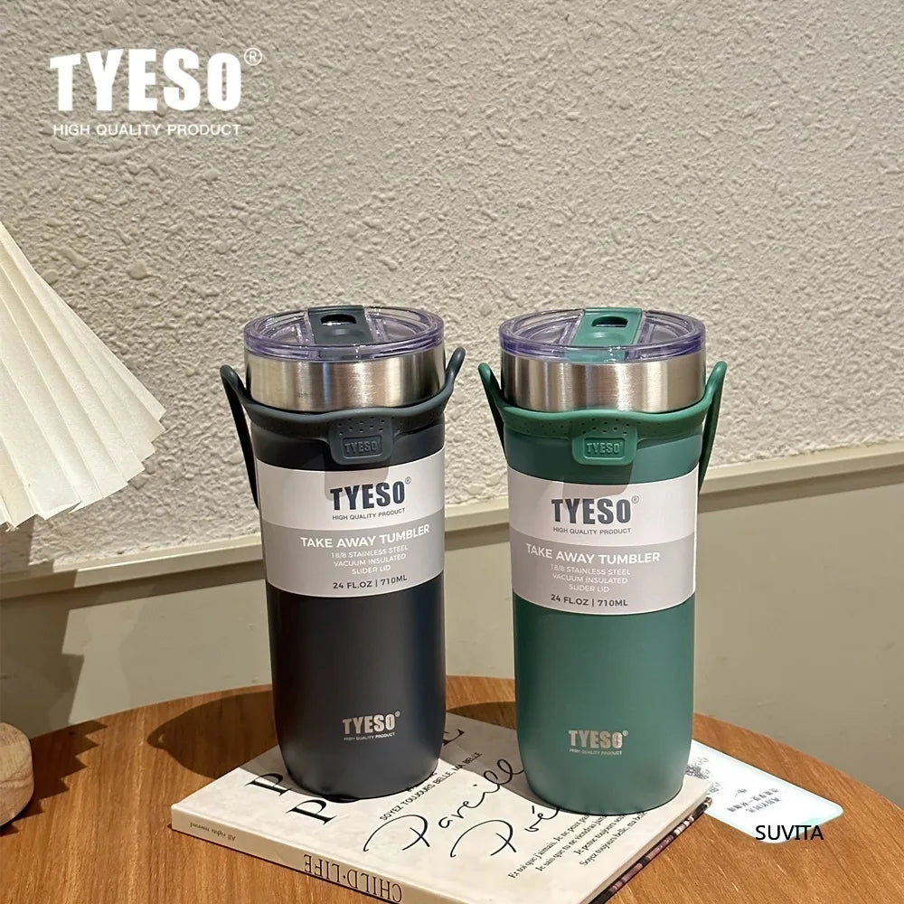 Tyeso 550/710ML Stainless Steel Coffee Mug Sports Water Bottle Car Insulated Cup Keeps Cold and Heat Thermal Mug Vacuum Flask
