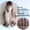 synthetic Long Body Wave Black And Gray Gradient Cosplay Wigs Heat Resistant Synthetic Wigs Bangs Natural Lolita Wigs For Women