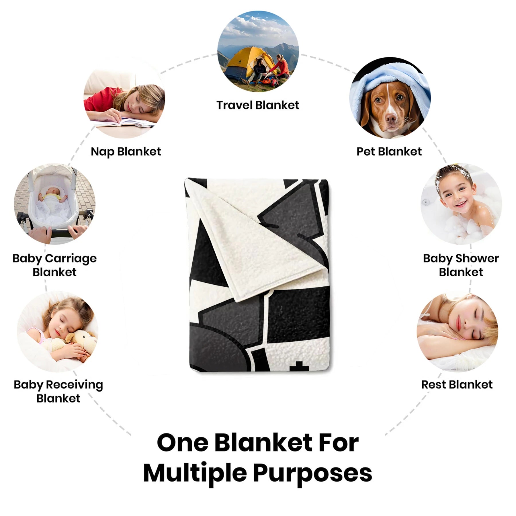 Kuromi Flannel Blanket Black White Checkerboard Cartoon Pattern Cozy Plush Throw for Bed Sofa Multi-purpose for Sofa Bed Office