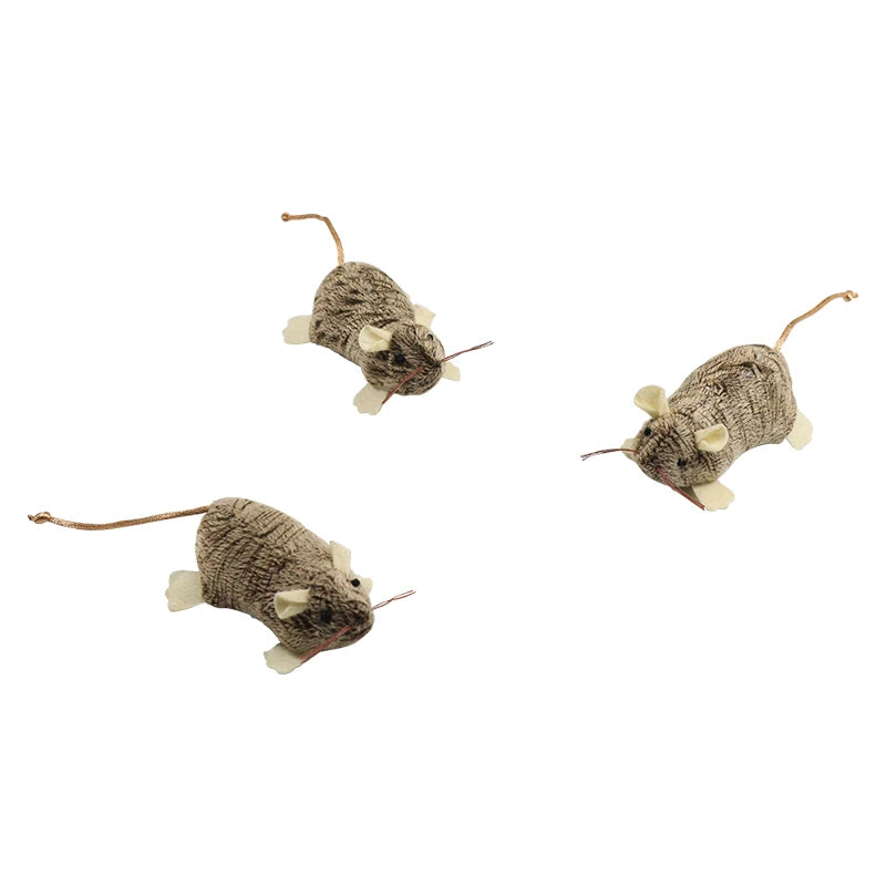 Brown mouse plush cat toy with leaky food function interactive play pet toy