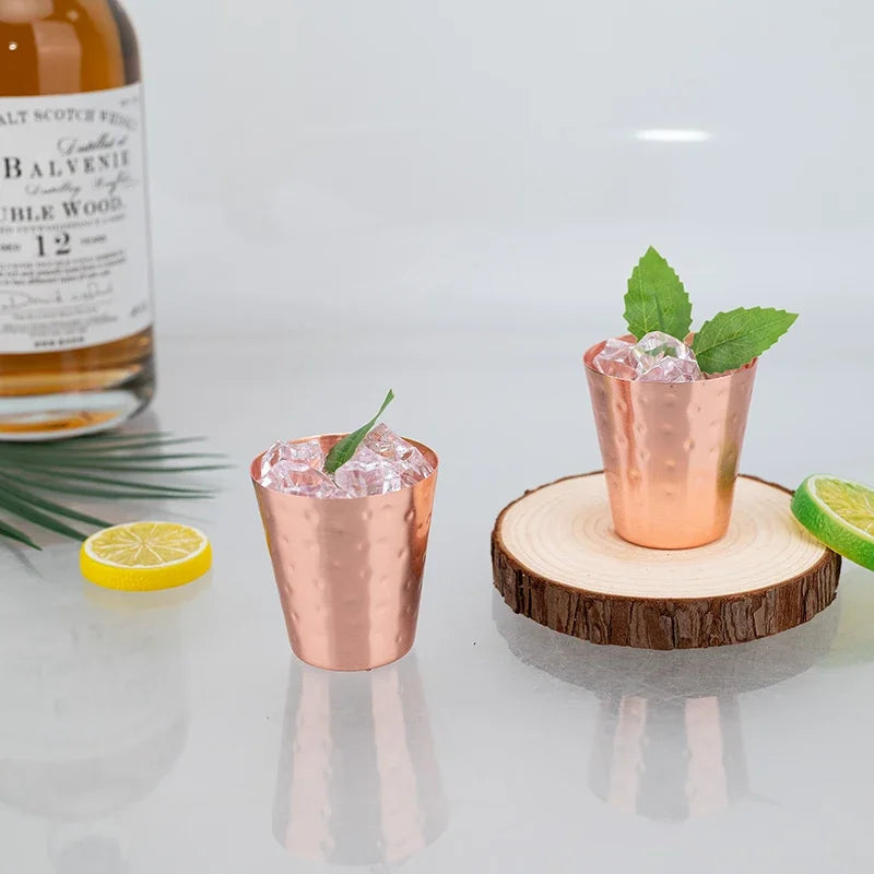 4Pcs New 100% Copper Cups Pure Solid  Moscow Mule PURE Copper Mugs-Shaped 2oz Cocktail Cups Beer Milk Mug Drinkware