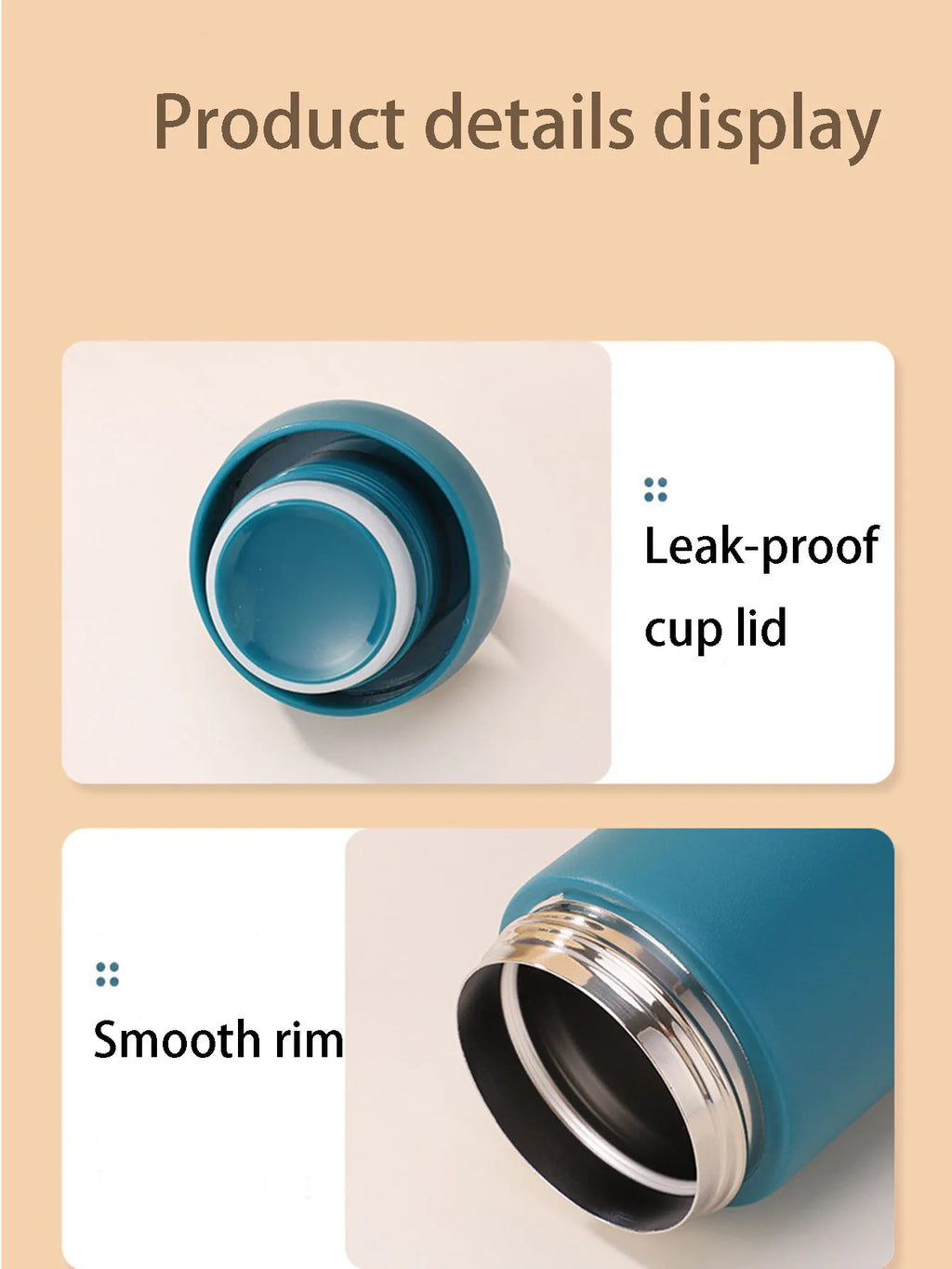 304 Portable Lid Insulated Mug, Simple and Stylish High-Appearance Student Large-Capacity Water Bottle