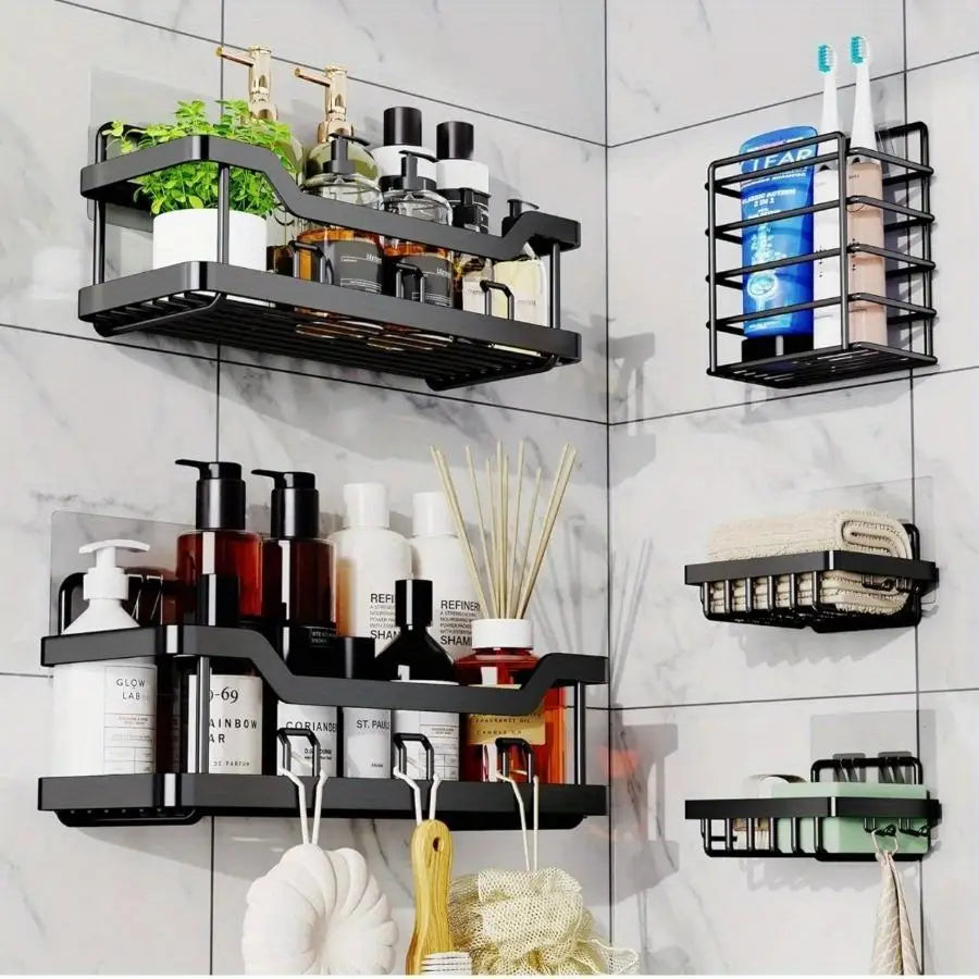3/5 Pack Shower Organizer , Adhesive Shower Caddy with No Drilling,  Rustproof Stainless Steel for Bathroom and Storage&Kitchen