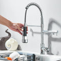 Chrome Kitchen Faucet Pull Down Kitchen Sink Crane Dual Swivel Spout Kitchen Mixer Tap Hot Cold Water Mixer Tap Deck installatio